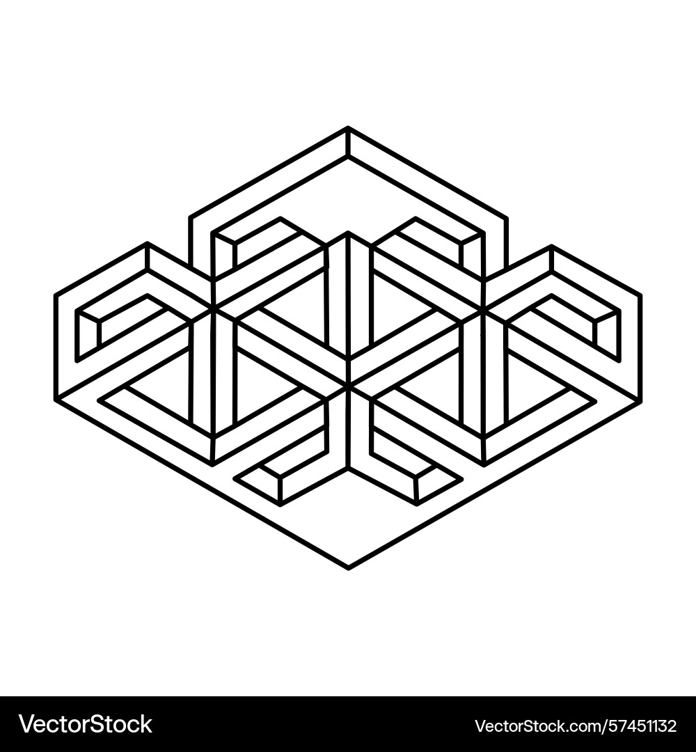 Optical illusion unreal geometric object Optical illusion unreal geometric object Vector Image