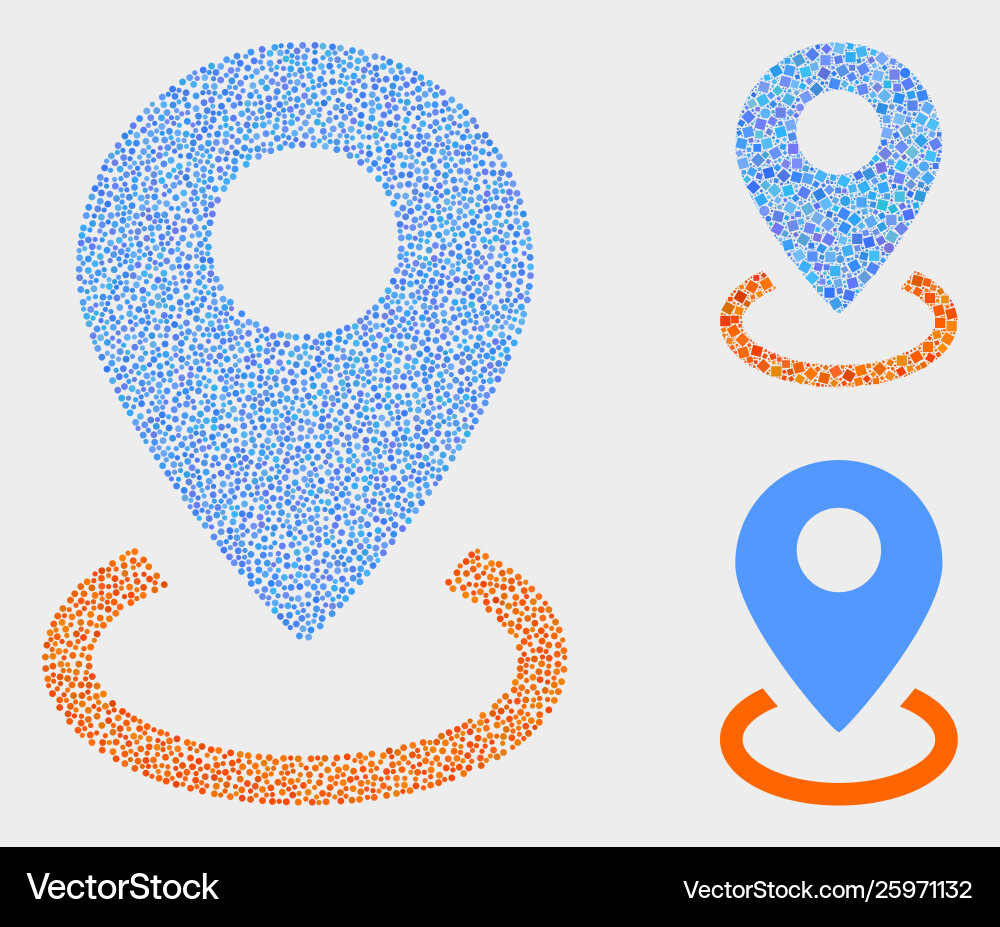 Pixelated map marker placement icons Pixelated map marker placement icons Vector Image