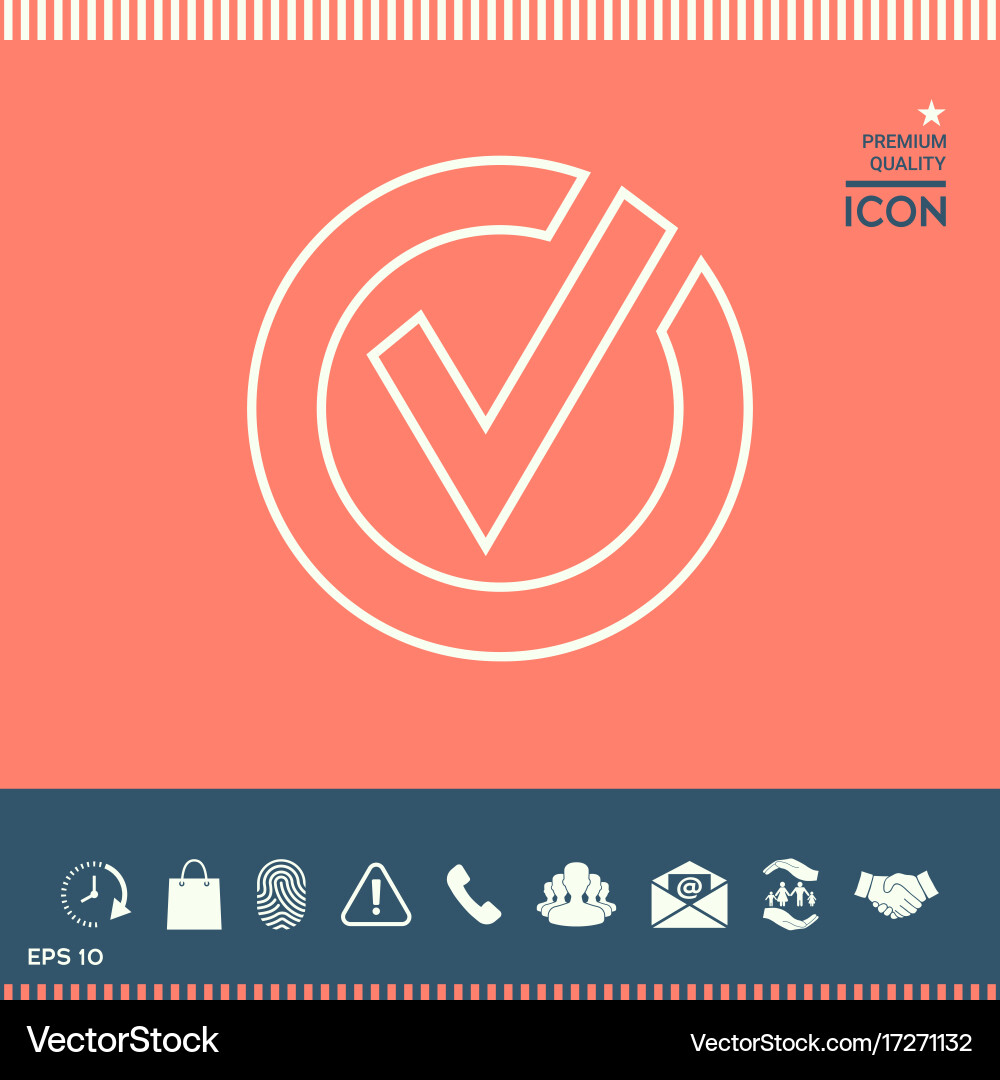 Rounded check mark line icon vector image