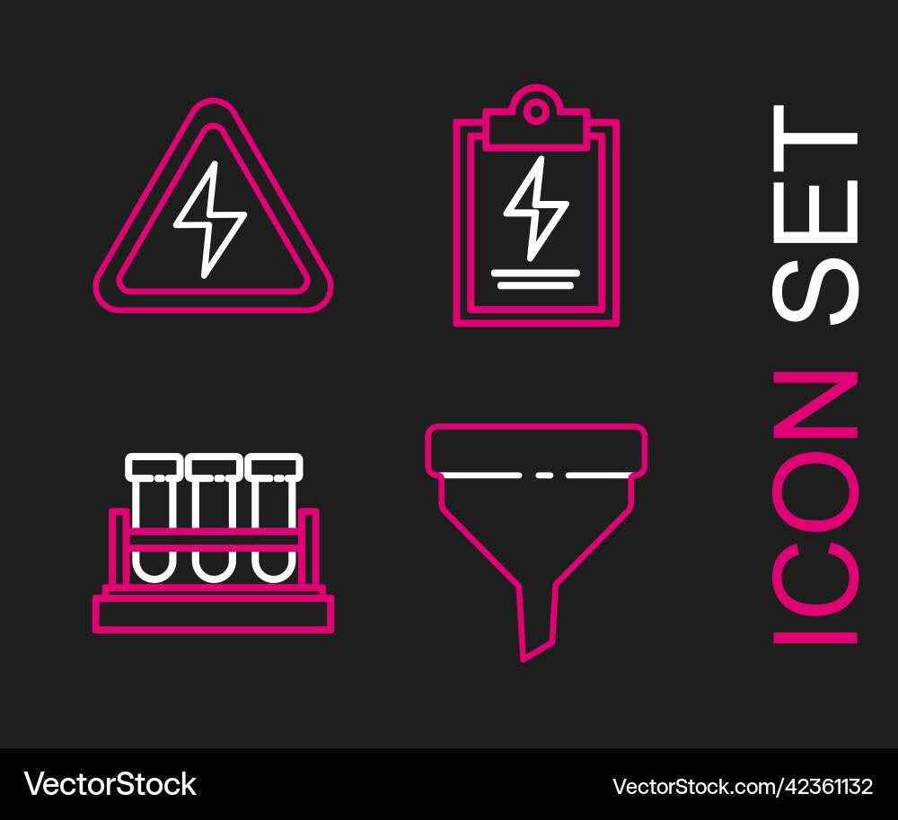 Set line funnel or filter test tube and flask vector image