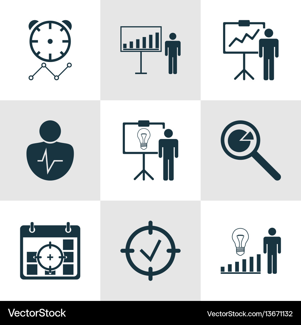 Set of 9 administration icons includes project Set of 9 administration icons includes project vector image