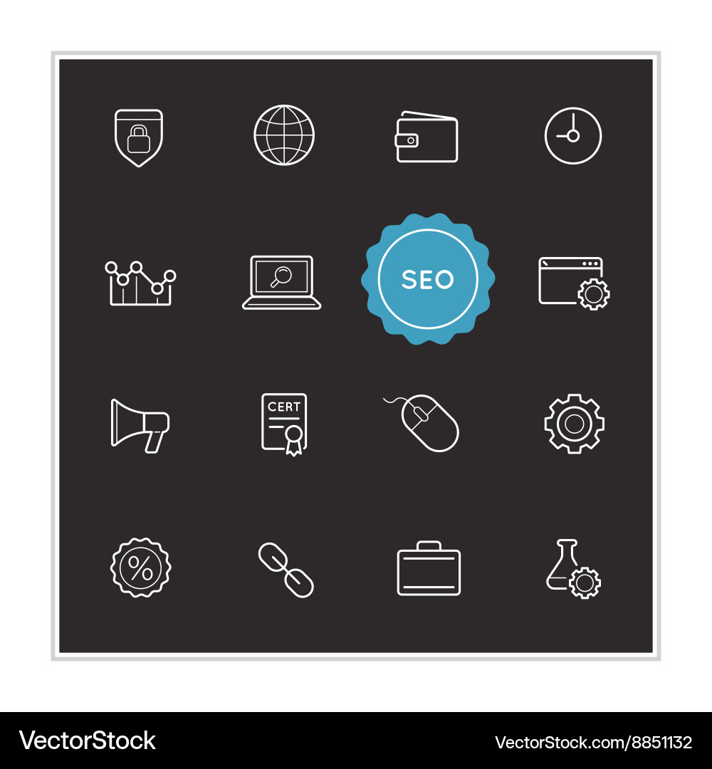 Set of seo search engine optimization elements can vector image