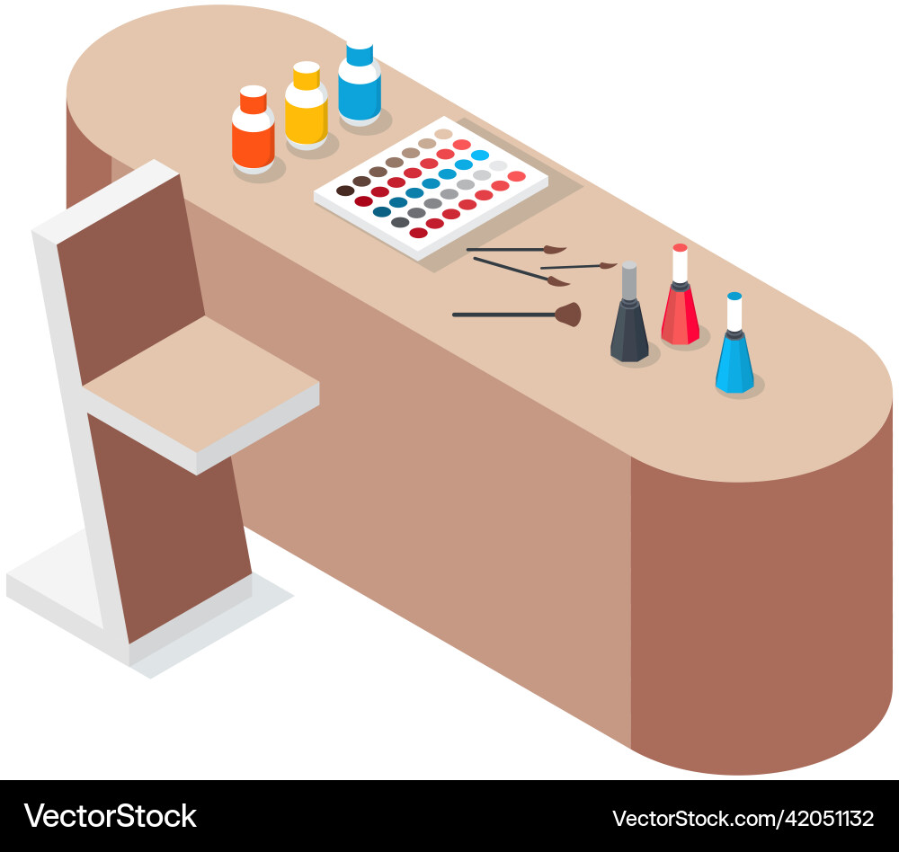 Table with set of makeup creation tools Vector Image
