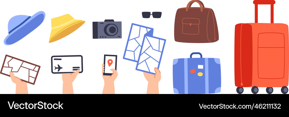 Travel kit suitcase and cabin size bag Travel kit suitcase and cabin size bag vector image
