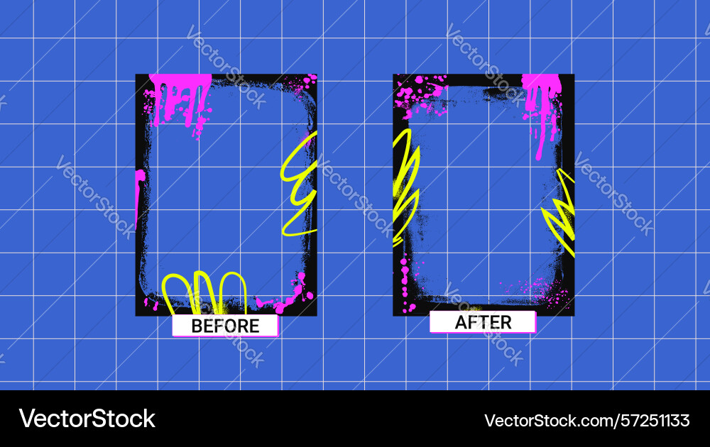 Before and after y2k template graffiti frames Before and after y2k template graffiti frames vector image