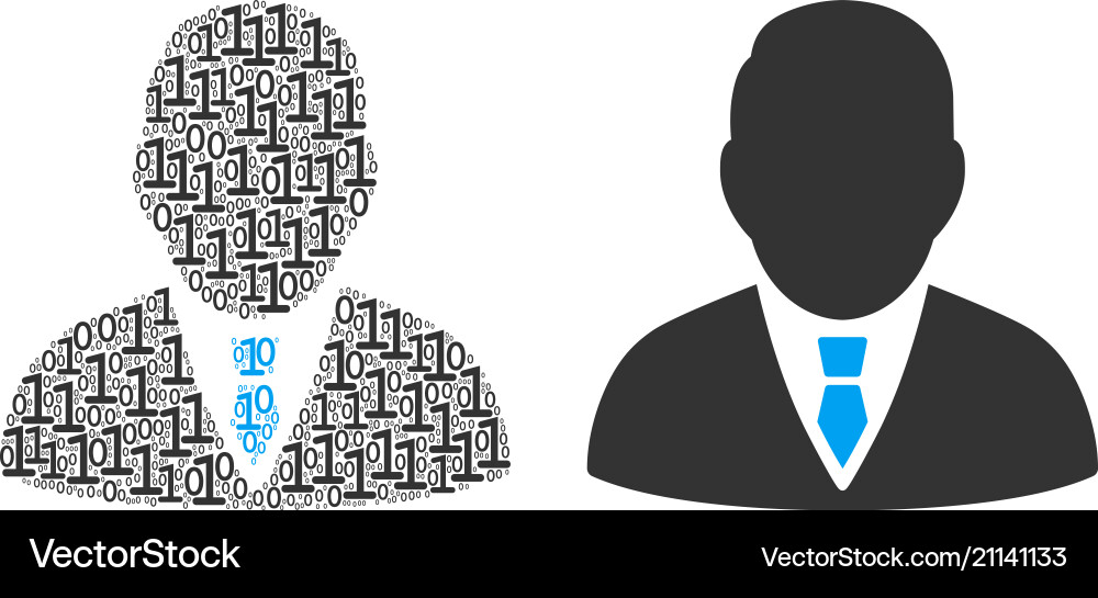 Boss collage of binary digits Boss collage of binary digits vector image