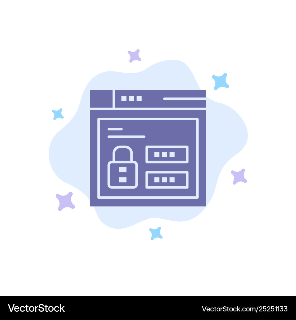 Browser web lock code blue icon on abstract cloud vector image