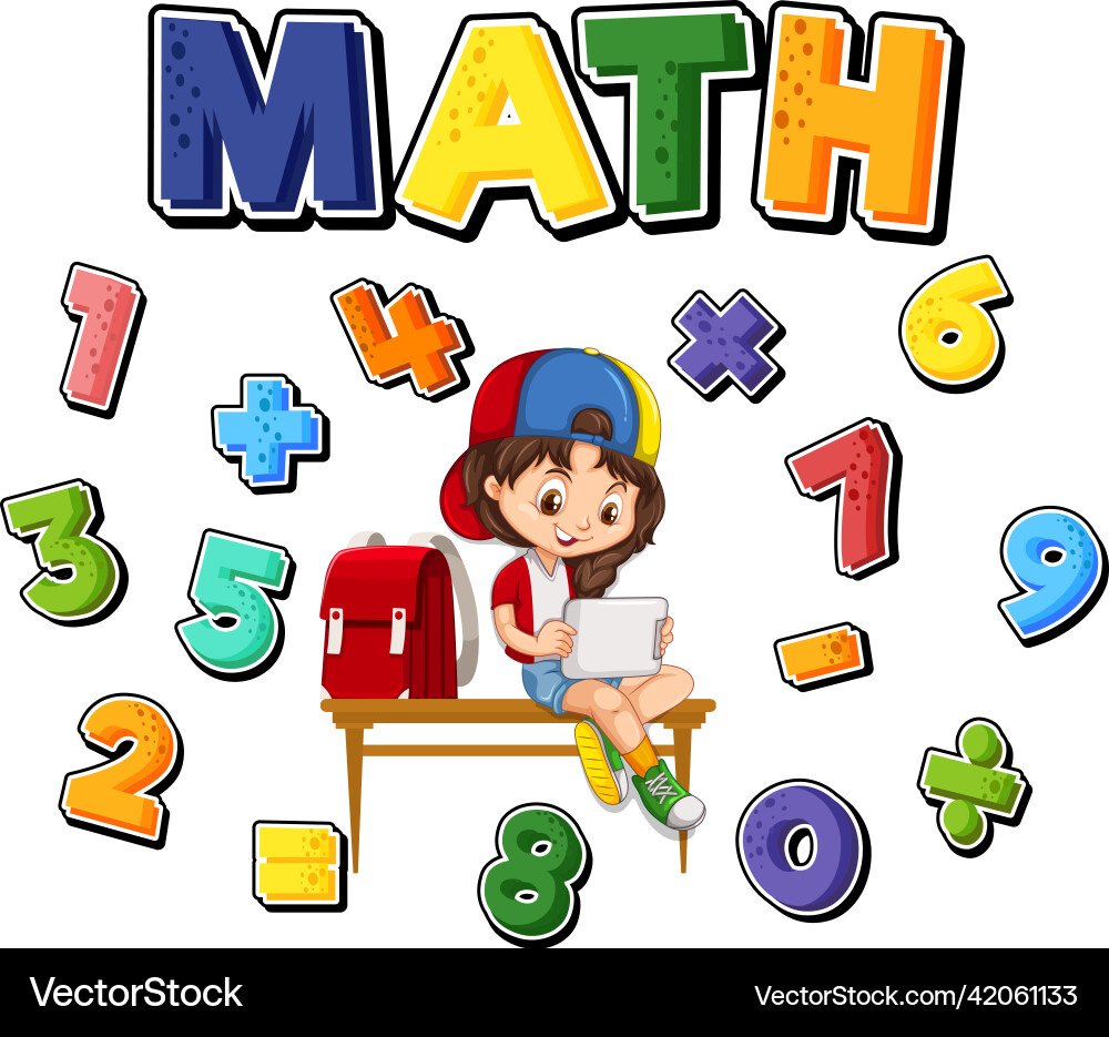 Counting number 0 to 9 and math symbols Counting number 0 to 9 and math symbols vector image