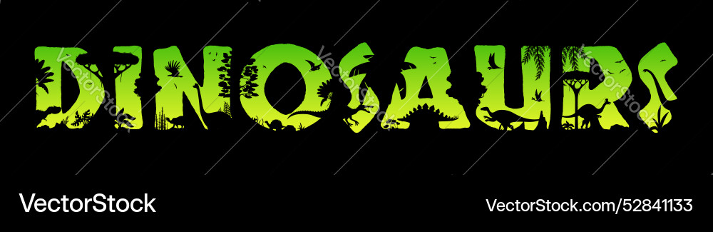 Dinosaurs in jungle rainforest sunset silhouette Dinosaurs in jungle rainforest sunset silhouette vector image