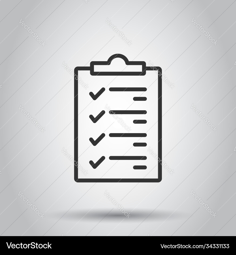 Document checklist icon in flat style report Document checklist icon in flat style report Vector Image