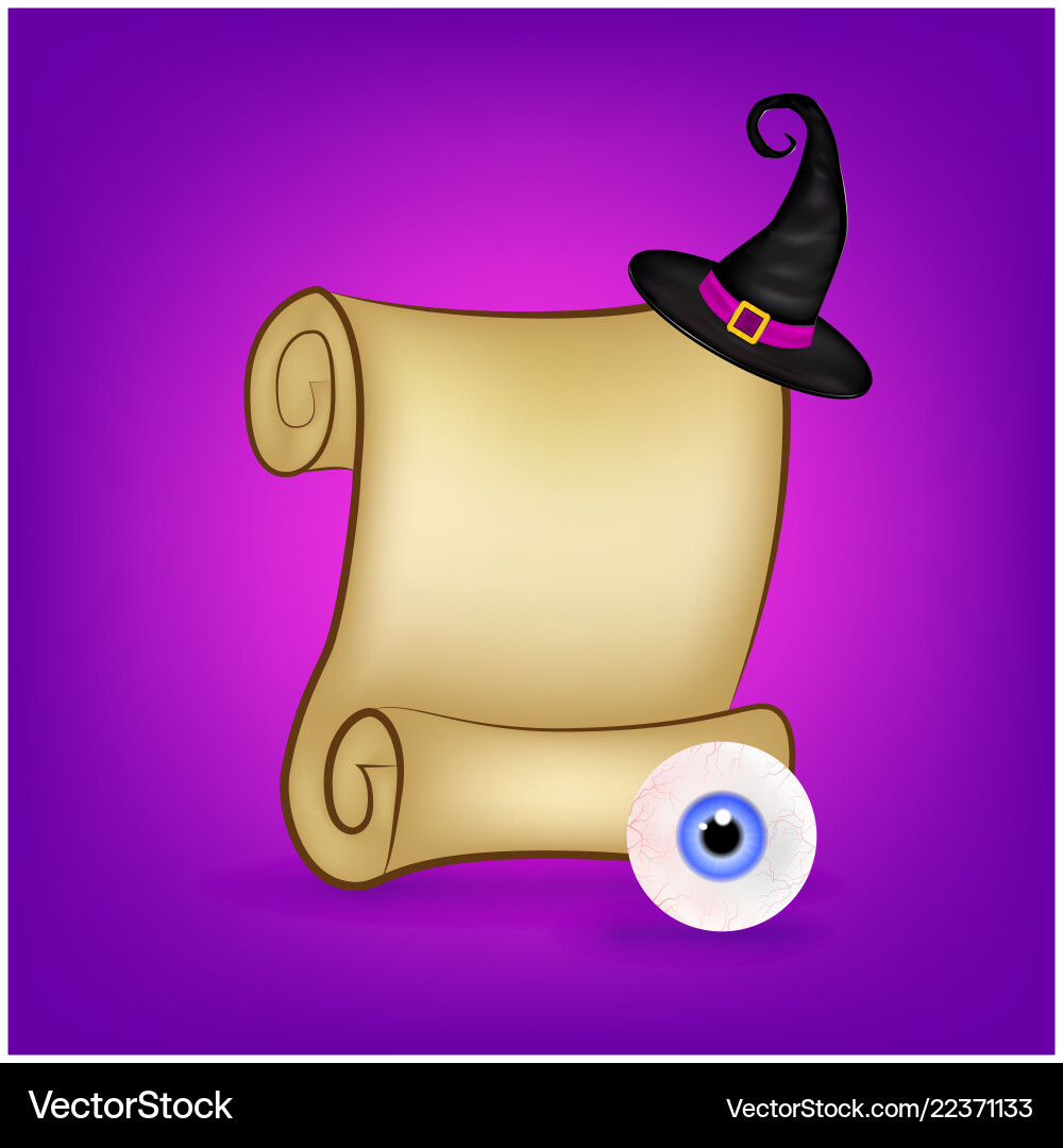 Halloween banner card with empty paper scroll Vector Image