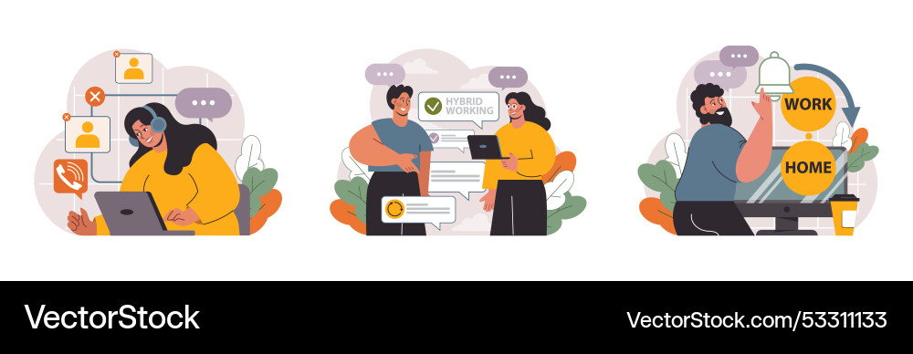 Hybrid work set characters with a flexible Hybrid work set characters with a flexible vector image