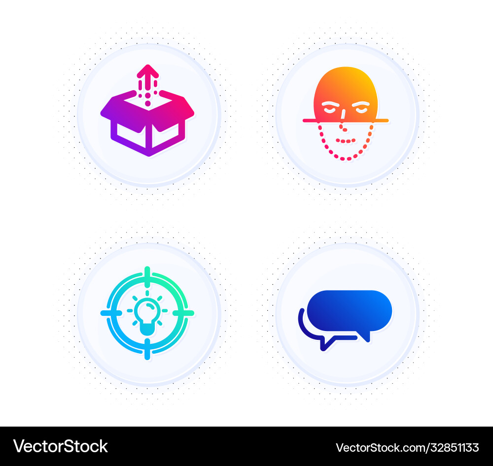 Idea face recognition and send box icons set Idea face recognition and send box icons set vector image