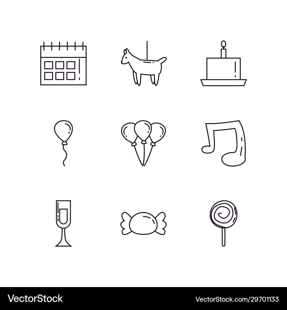 Isolated party line style icon set design Vector Image