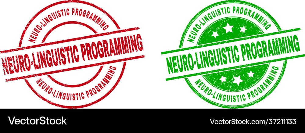 Neuro-linguistic programming round seals using vector image