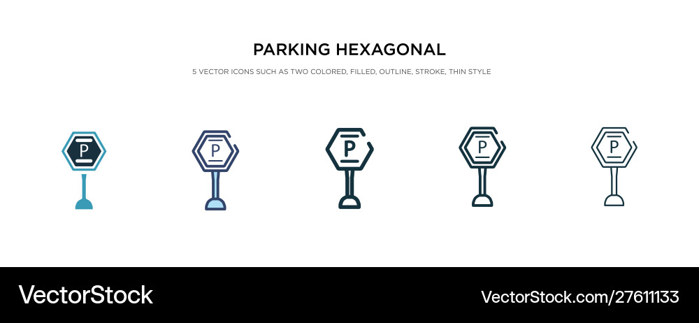 Parking hexagonal icon in different style two vector image