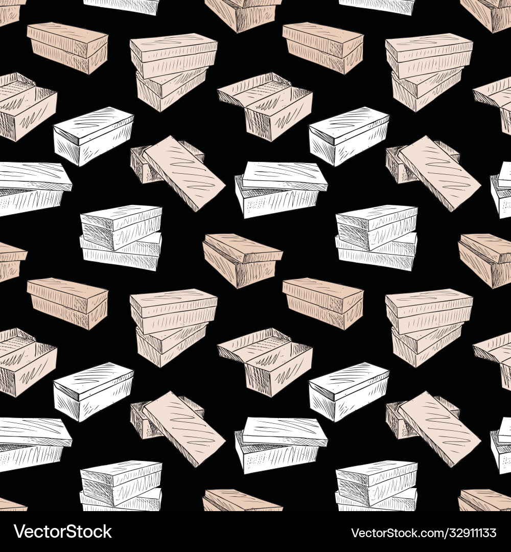 Seamless pattern sketches various boxes vector image