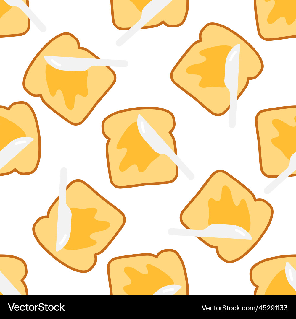 Seamless pattern toast with butter and knife Seamless pattern toast with butter and knife vector image