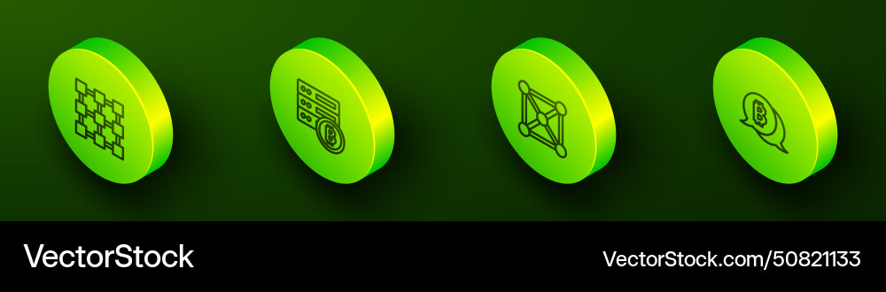 Set isometric line blockchain technology server Set isometric line blockchain technology server vector image