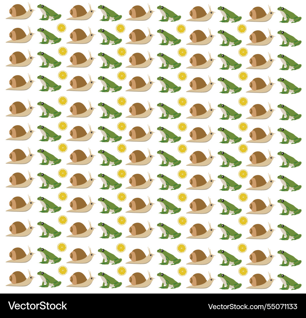 Snail frog with fruit as a pattern background Snail frog with fruit as a pattern background vector image
