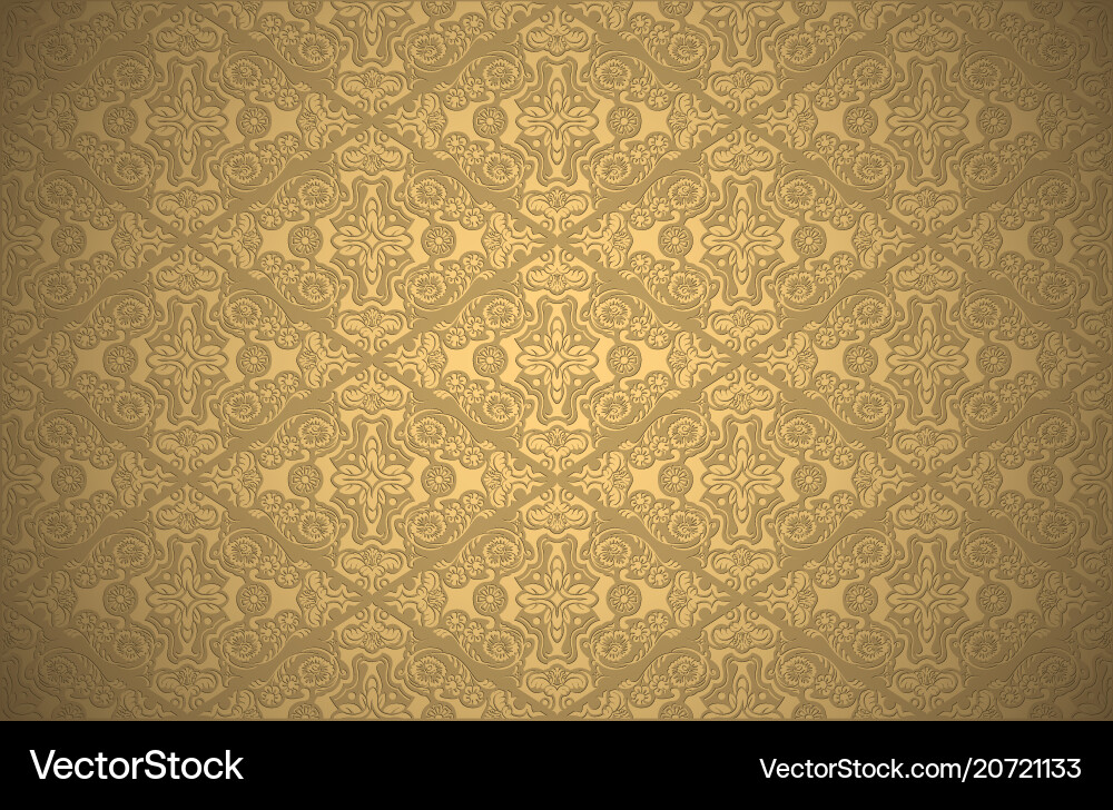Tapete mit Damaskmuster in Goldfarben Tapete mit Damaskmuster in Goldfarben vektorbild