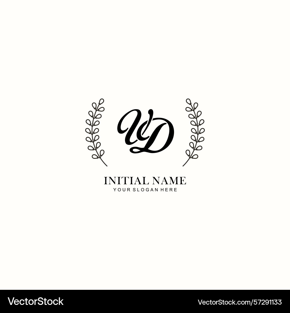 Vd initial logo templates with botanical elements Vector Image
