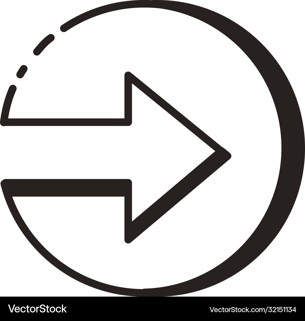 Arrow right direction button line style icon vector image