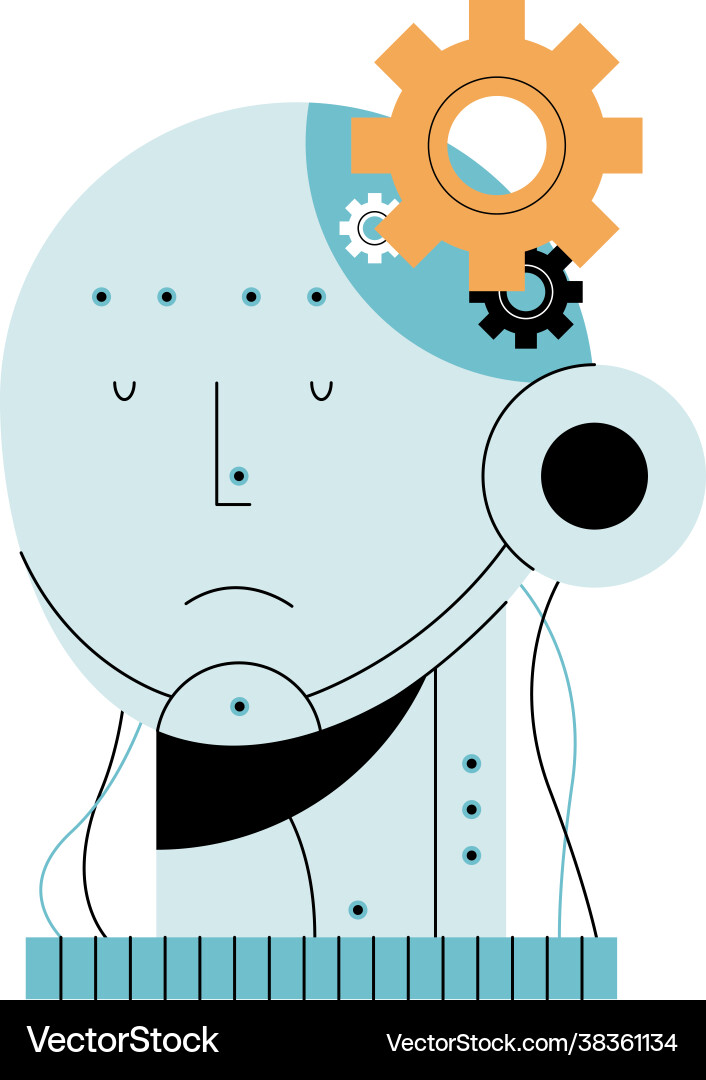 Artificial intelligence head robot Royalty Free Vector Image