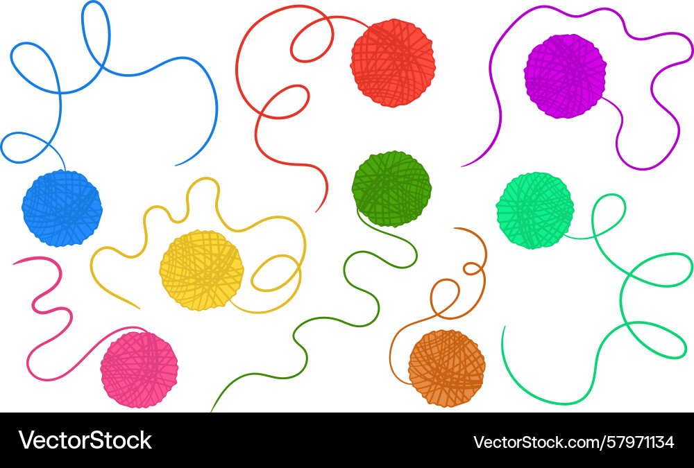 Assorted vibrant thread spools and abstract lines Vector Image