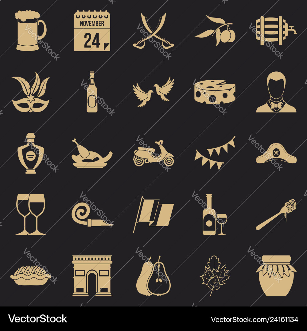 Binge icons set simple style Binge icons set simple style Vector Image
