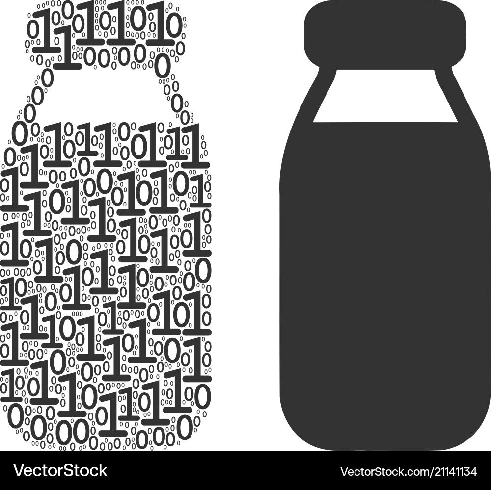 Bottle composition of binary digits vector image