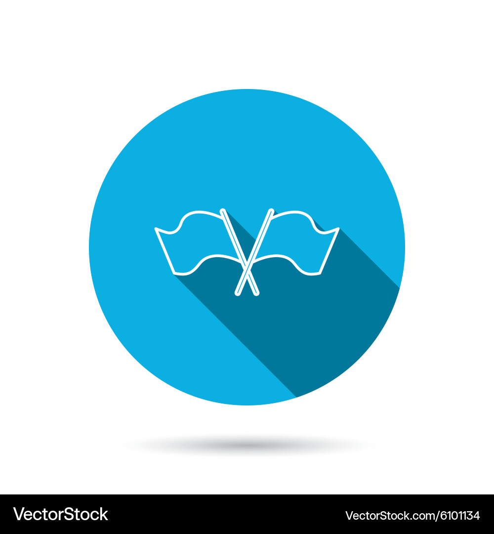 Crosswise waving flag icon location pointer vector image
