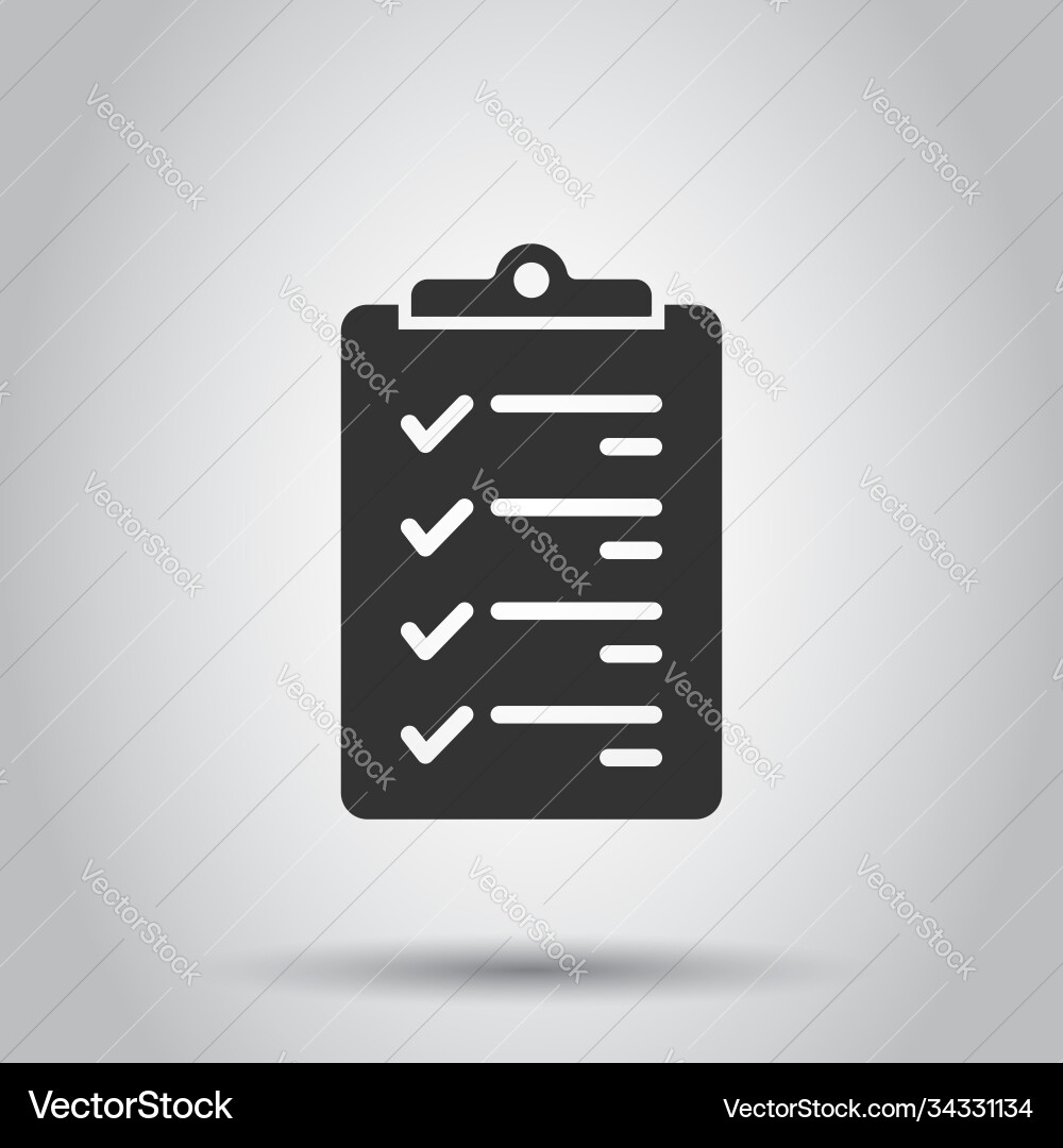 Document checklist icon in flat style report Vector Image