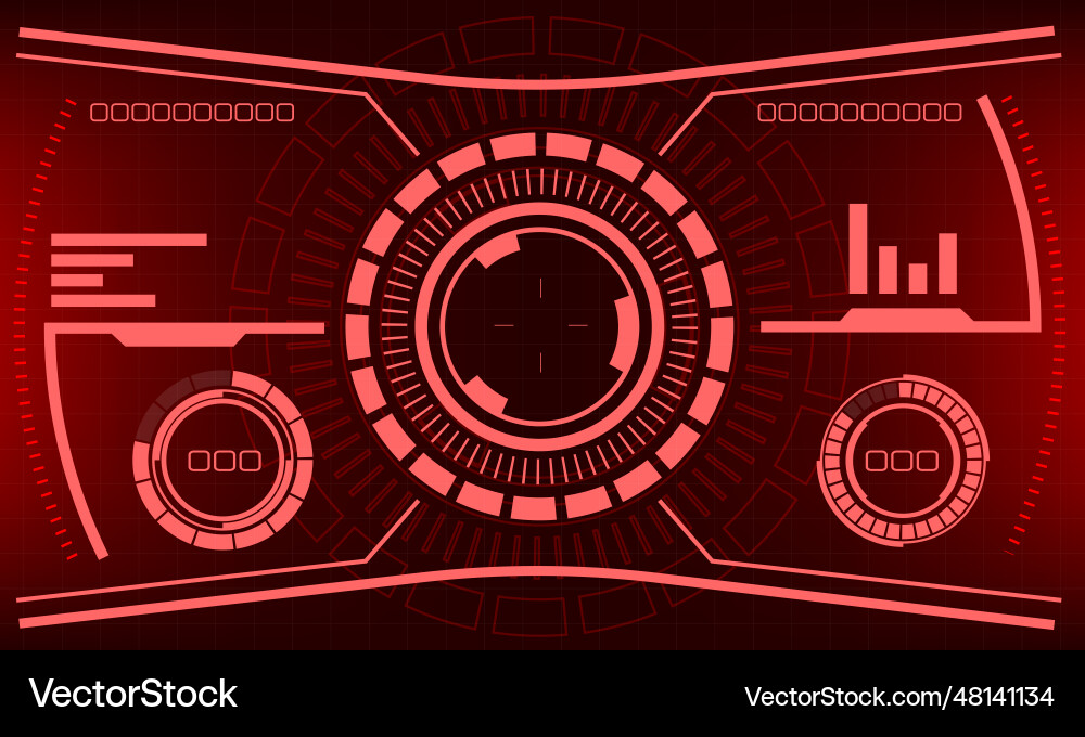 Hud sci-fi interface screen view red design Hud sci-fi interface screen view red design vector image