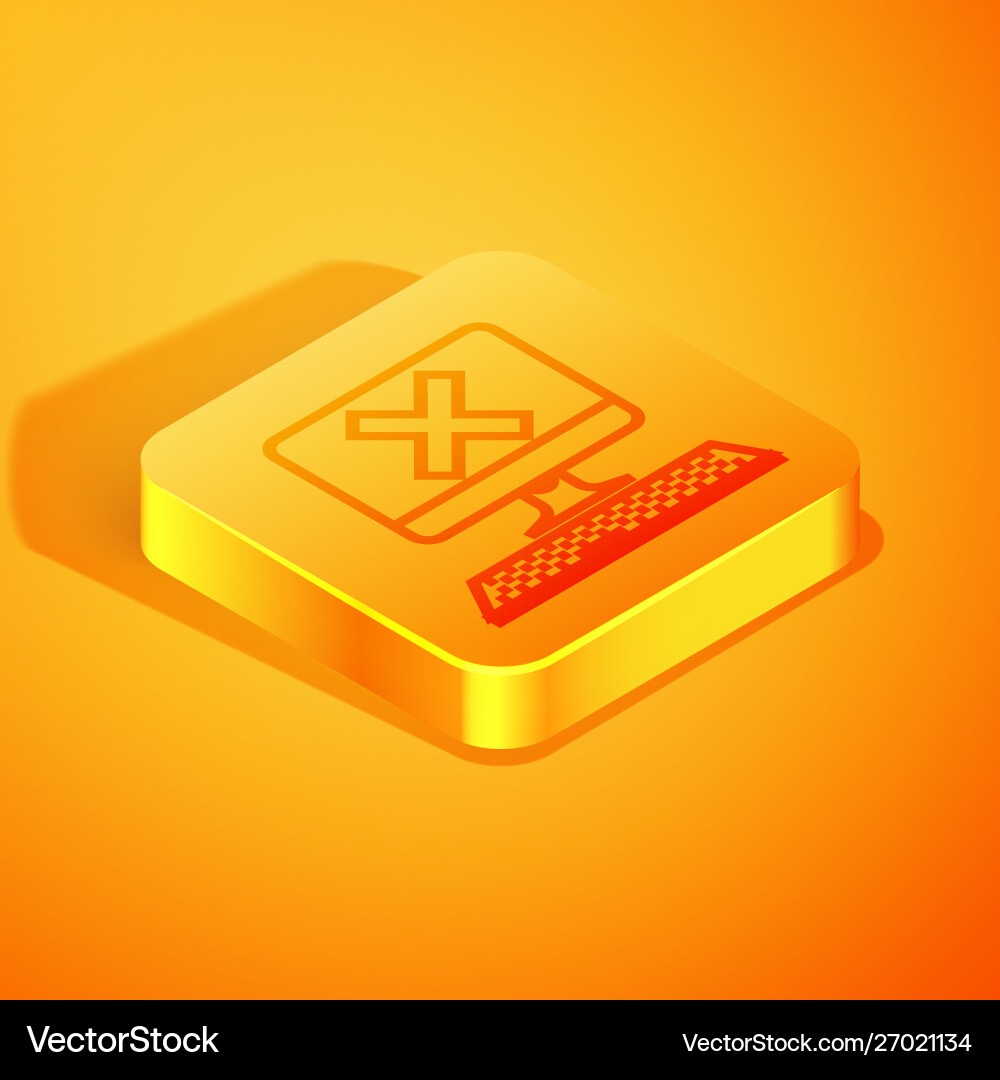 Isometric line computer with keyboard and x mark Vector Image