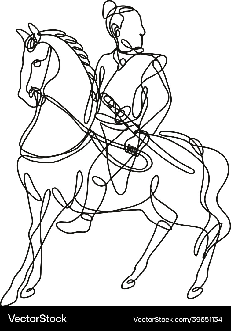 Japanese samurai warrior riding horse side view Vector Image