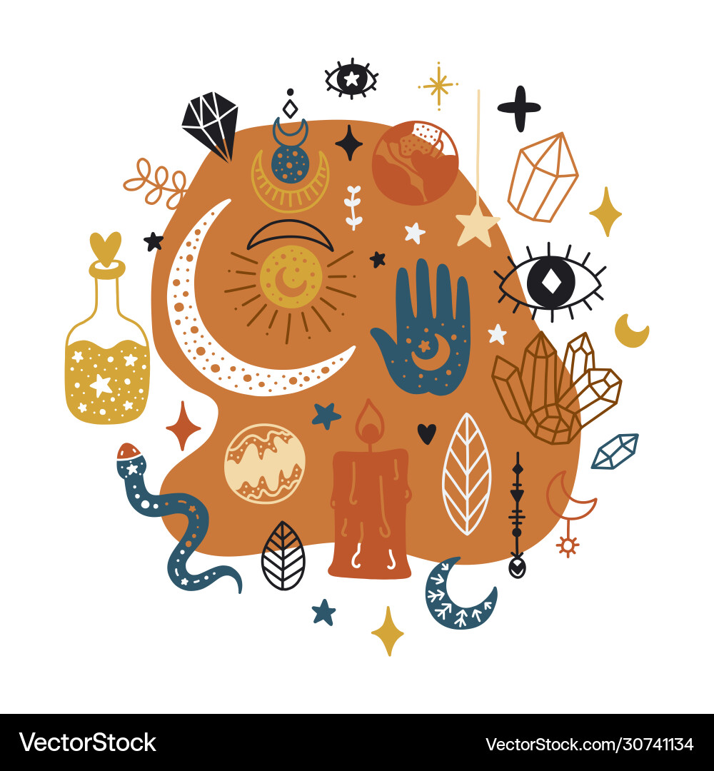 Magical background with decorative elements Magical background with decorative elements vector image