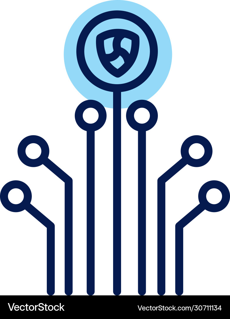 Nem with circuit crypto currency line style vector image