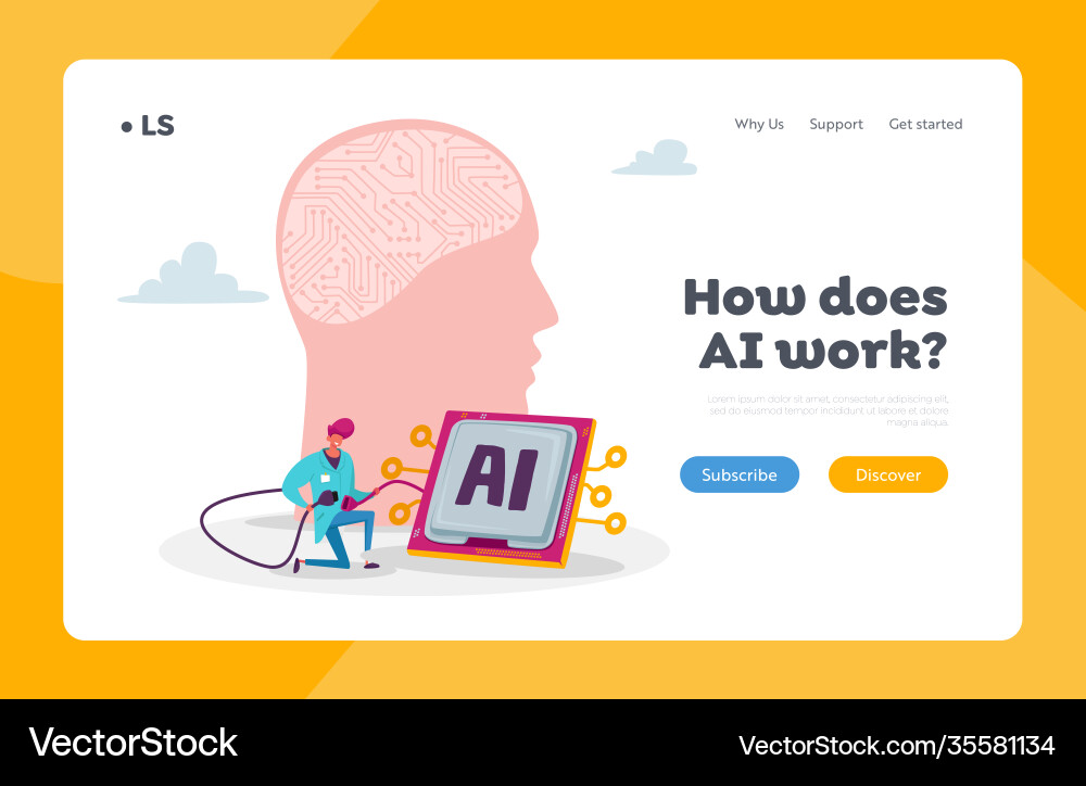 Robotics engineering landing page template Robotics engineering landing page template Vector Image
