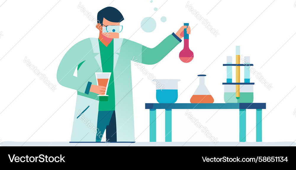 Scientist working in lab with beaker design Vector Image