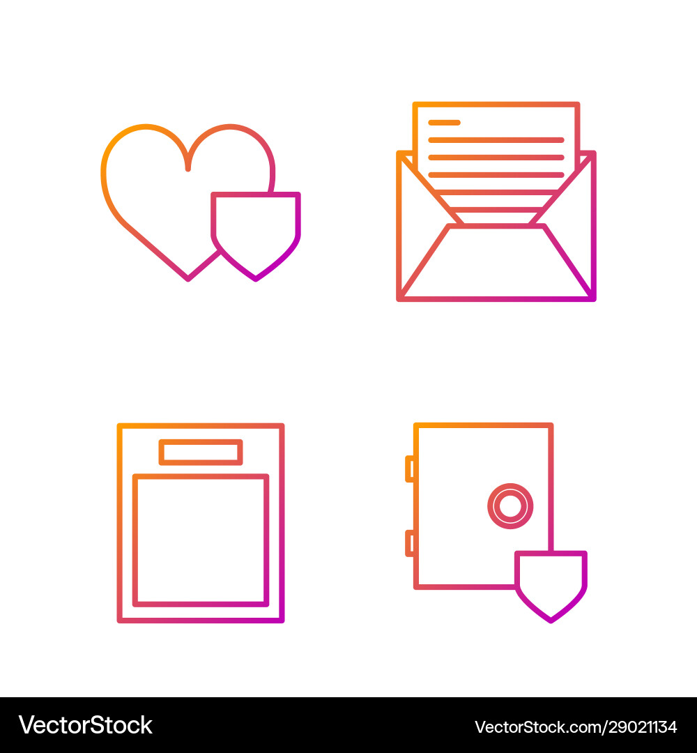 Set line safe with shield empty form heart Set line safe with shield empty form heart vector image