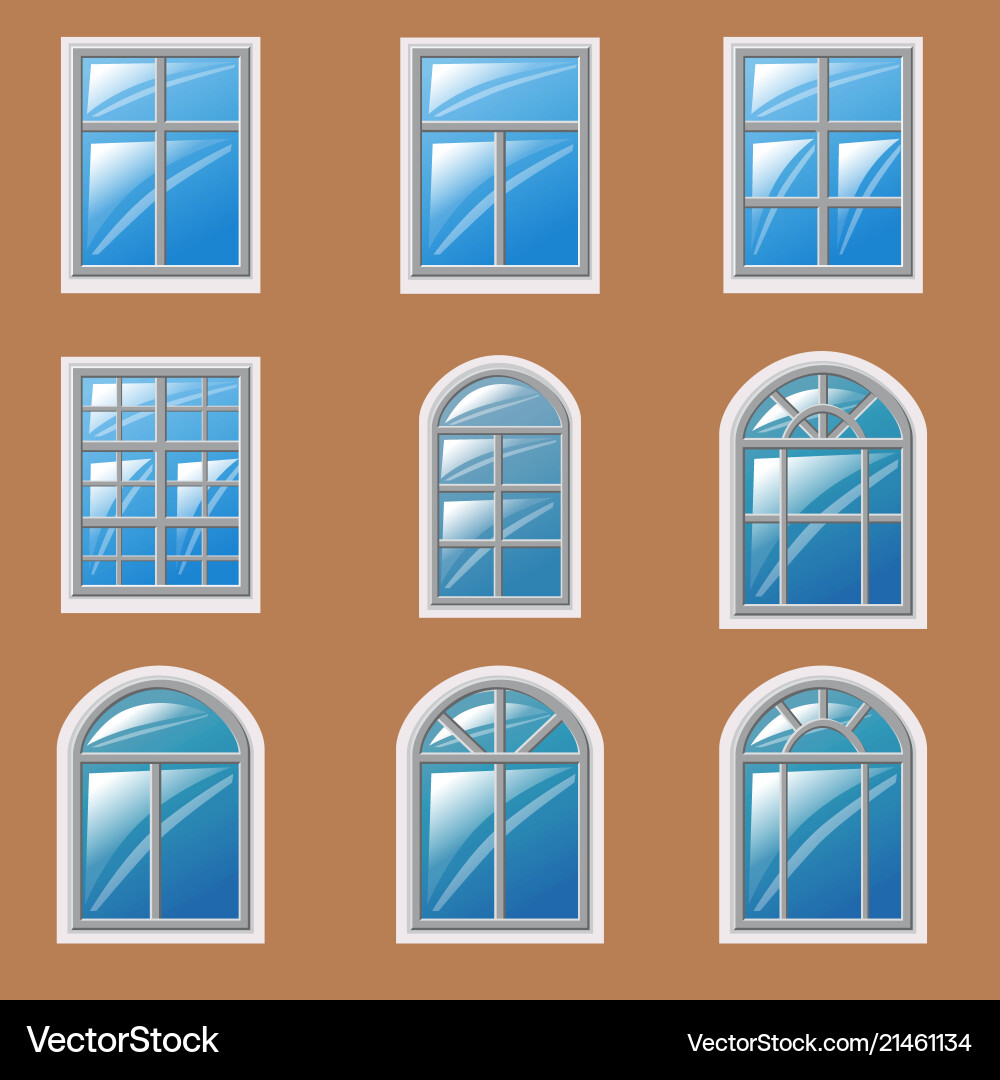 Set of different windows element for architecture Set of different windows element for architecture vector image