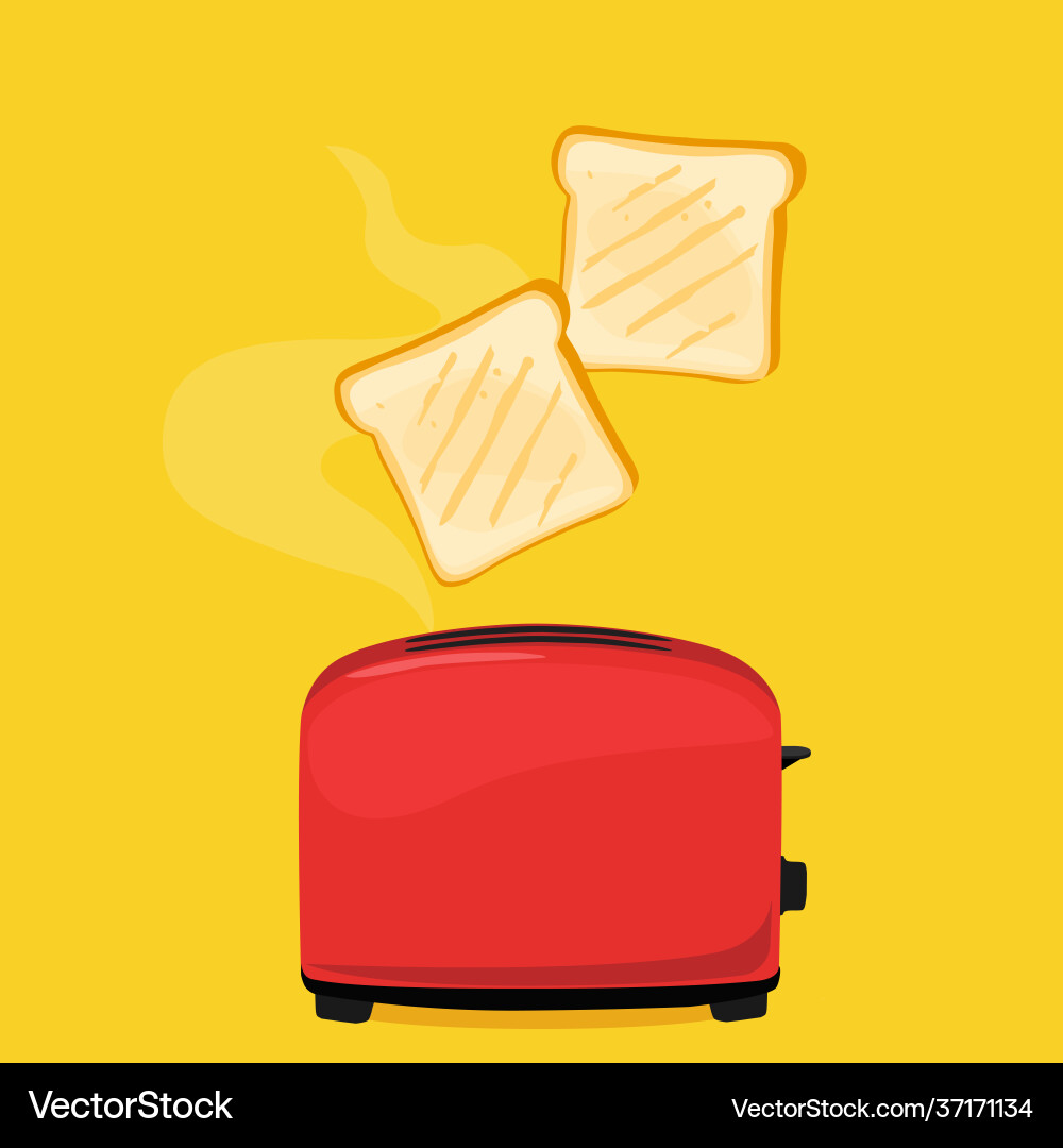 Slices toast jumping out toaster Slices toast jumping out toaster vector image