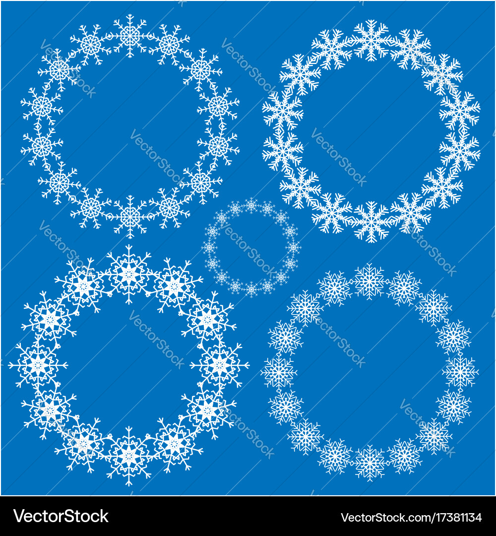 Snowflake round frame set vector image