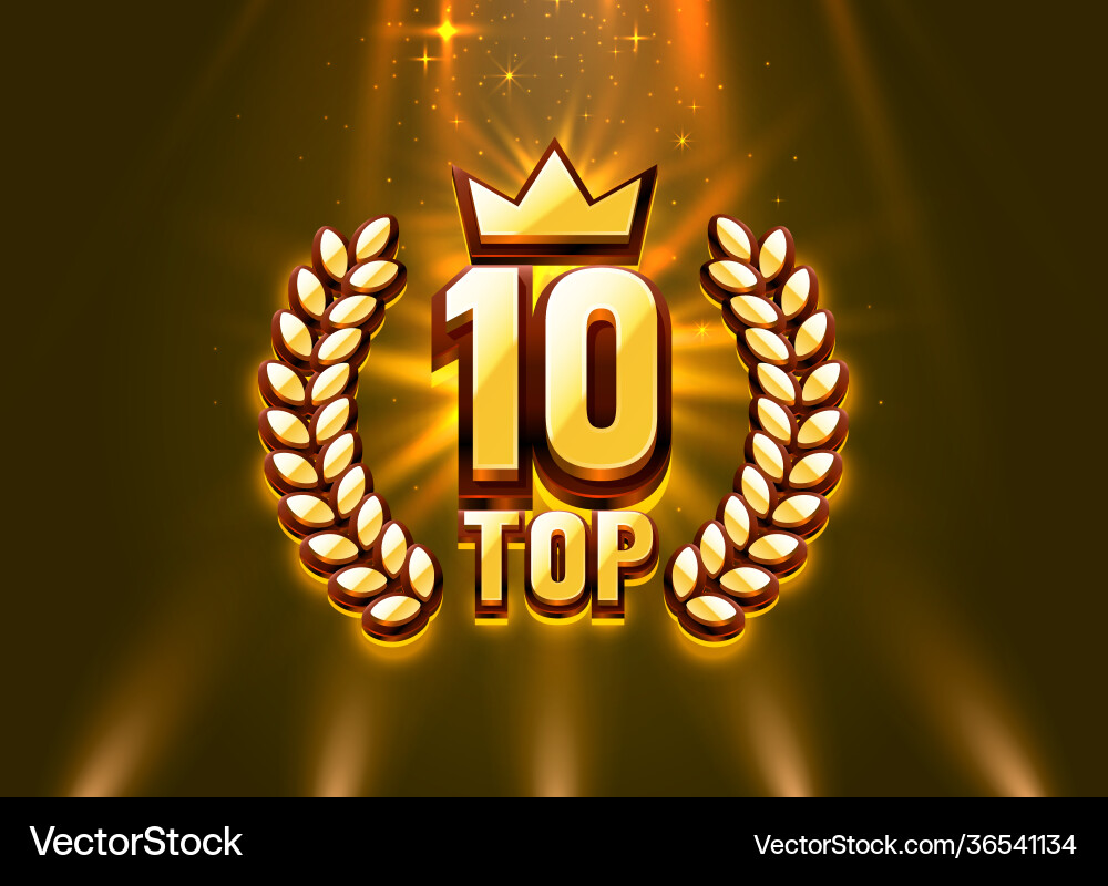 Top 10 best podium award sign golden object Top 10 best podium award sign golden object vektorbild