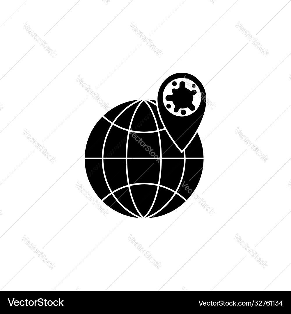 Virus bacteria map pointer and globe icon Virus bacteria map pointer and globe icon vector image