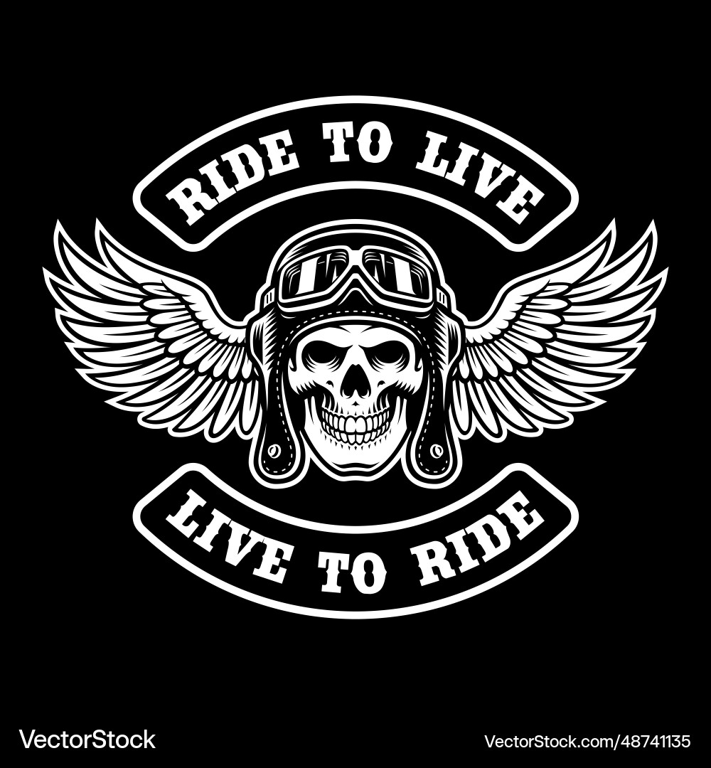 Biker skull with wings Vector Image