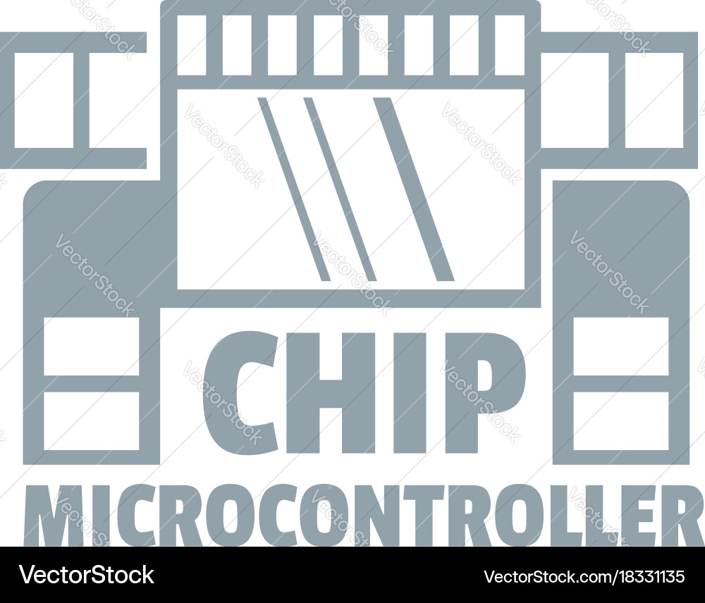 Chip microcontroller logo simple gray style Vector Image