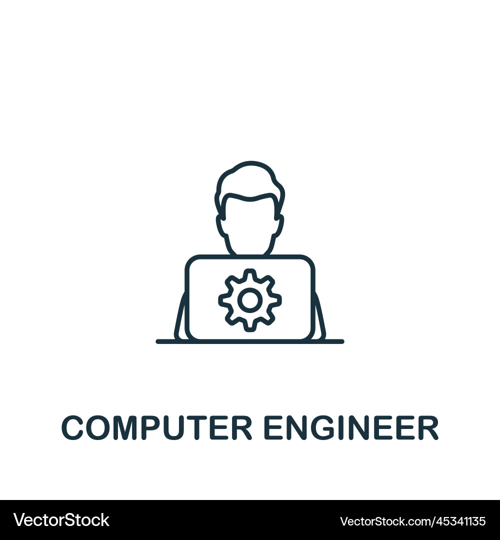 Computer engineer icon monochrome simple project Computer engineer icon monochrome simple project vector image
