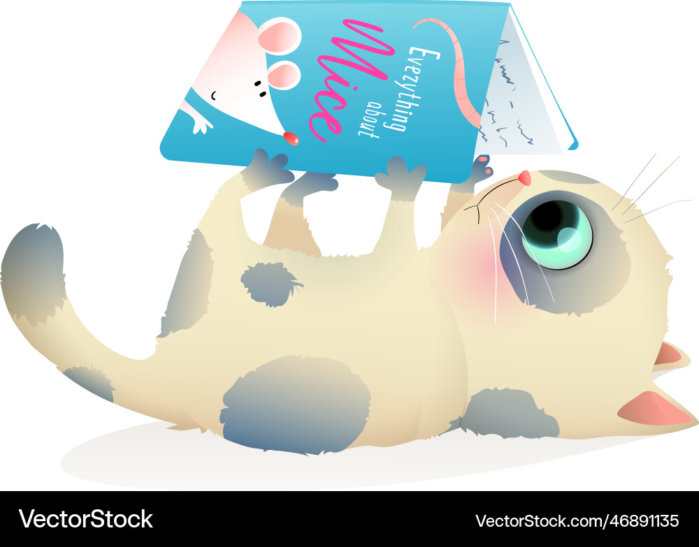 Cute cat or kitten reading book study and learn Cute cat or kitten reading book study and learn vector image